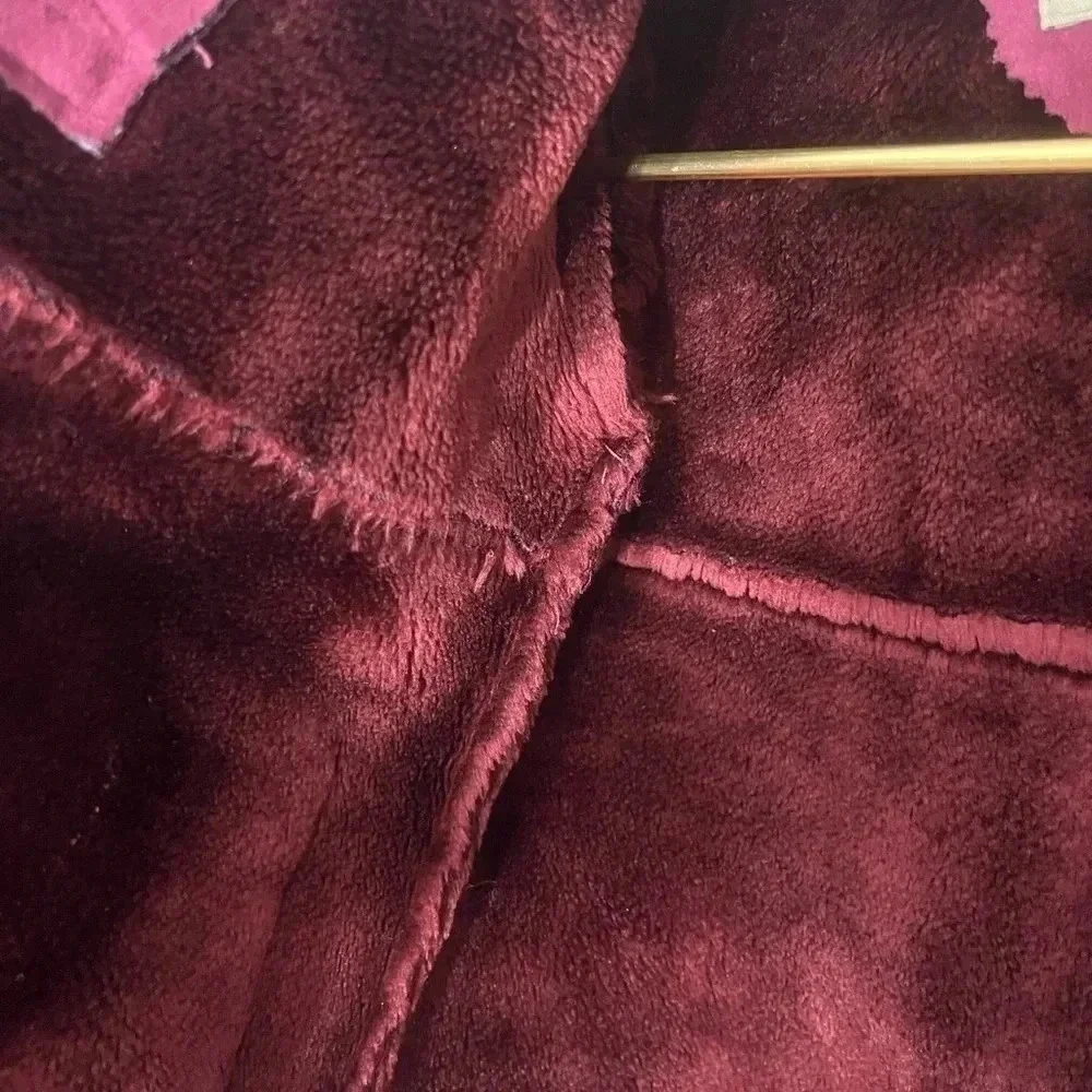 Girls Burgundy Faux Suede Hooded Coat with‎ Faux Fur Trim and Lining